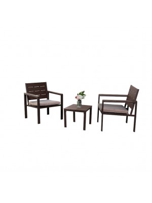 Set da Giardino 2 Poltrone e Tavolino in Metallo 3 Pezzi - HAITI