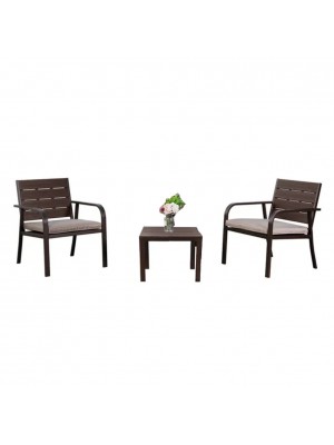 Set da giardino in metallo colore Marrone 2 poltrone e tavolino modello Cuba Totò Piccinni
