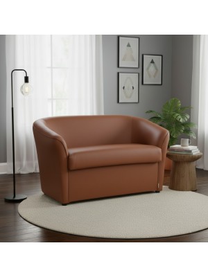 vista ambientata divano a pozzetto 2 posti imbottito ecopelle marrone Totò Piccinni