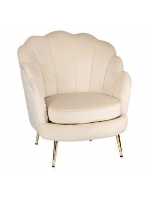 Poltroncina imbottita in Velluto colore Crema design moderno con gambe in ferro modello Masca Totò Piccinni