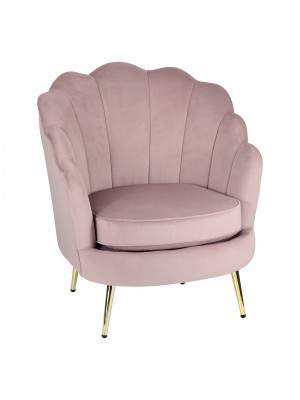 Poltroncina imbottita in Velluto colore Rosa design moderno con gambe in ferro modello Masca Totò Piccinni