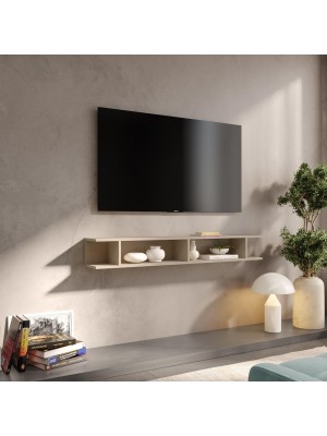 Vista ambientata Mensola reversibile in legno con vani a giorno colore argilla modello Modula Totò Piccinni