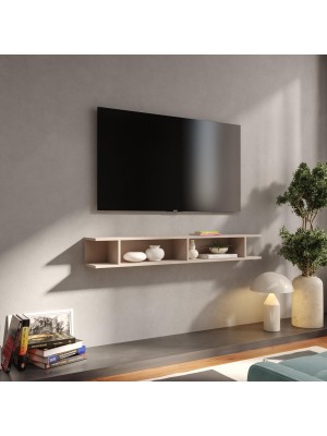 Vista ambientata Mensola reversibile in legno con vani a giorno colore cashmere modello Modula Totò Piccinni