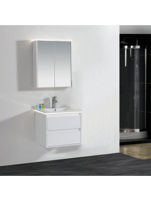 Set Mobile Bagno sospeso con due cassetti e due ante con lavabo 80 cm | LUNA 