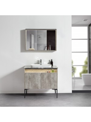set mobile bagno con due ante con led e specchio 