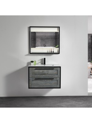 set mobile bagno sospeso con due cassetti e specchio 