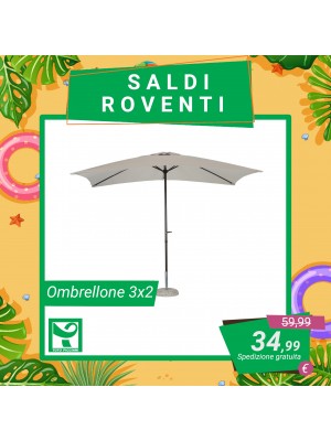 Ombrellone da giardino CUBA con palo centrale e struttura in alluminio 3x2 Metri (Grigio)