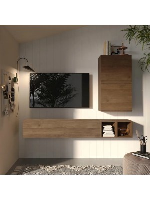 Vista ambientata Parete attrezzata 193x29x160h colore rovere mercure modello Modula Totò Piccinni