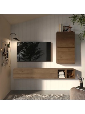 Vista ambientata Parete attrezzata 193x29x160h colore rovere mercure modello Modula Totò Piccinni