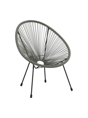 Sedia Relax PAVONE con seduta a corde intrecciate e struttura in metallo rinforzato (Grigio)