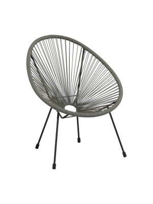 Sedia relax colore Grigio con seduta in corde intrecciate e struttura in metallo modello Pavone Totò Piccinni
