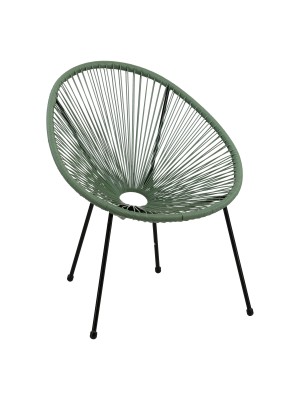Sedia Relax PAVONE con seduta a corde intrecciate e struttura in metallo rinforzato (Verde)