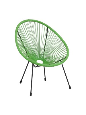 Sedia Relax PAVONE con seduta a corde intrecciate e struttura in metallo rinforzato (Verde)