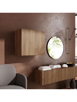 Vista ambientata Pensile con anta reversibile colore rovere mercure cannettato 55x50h modello Modula Totò Piccinni