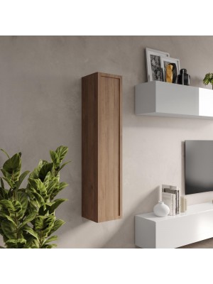 Vista ambientata Pensile Verticale in legno con anta reversibile con cornice colore rovere mercure 28x138h modello Modula Totò Piccinni