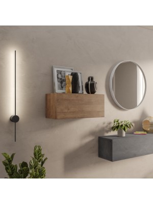 Vista ambientata Pensile orizzontale in legno con anta reversibile colore rovere mercure 69x29h modello Modula Totò Piccinni