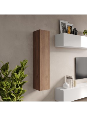 Vista ambientata Pensile verticale in legno con anta reversibile colore rovere mercure 28x138h modello Modula Totò Piccinni