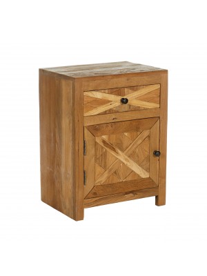 comodino camera da letto in legno di teak vista diagonale 