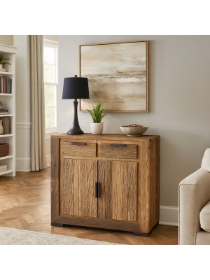 Vista ambientata Credenza in legno di Deriva con 2 ante e 2 cassetti modello Duna Totò Piccinni