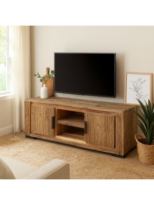 Vista ambientata Porta tv in legno di Deriva con 2 ante modello Duna Totò Piccinni