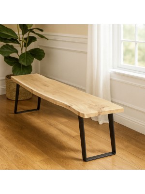 Vista ambientata Panca in legno D'Acacia con gambe in ferro modello Savana Totò Piccinni