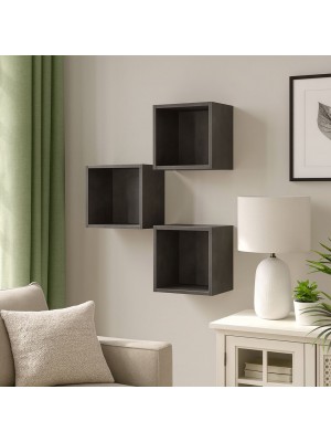 Vista ambientata Pensile in legno colore "Grigio Antracite" 3 cubi modello Nova Totò Piccinni 