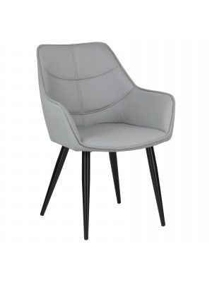 Poltrona PALMA design moderno poltroncina in similpelle imbottito con gambe in metallo (Grigio)