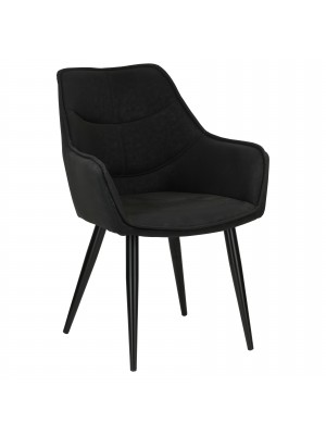 Poltrona PALMA design moderno poltroncina in similpelle imbottito con gambe in metallo (Nero)