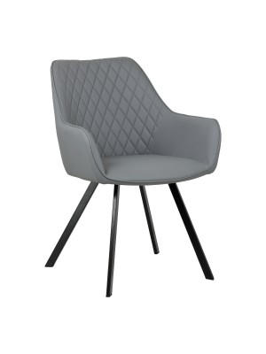 Poltroncina in Similpelle imbottita colore Grigio con gambe in metallo modello Camelia Totò Piccinni
