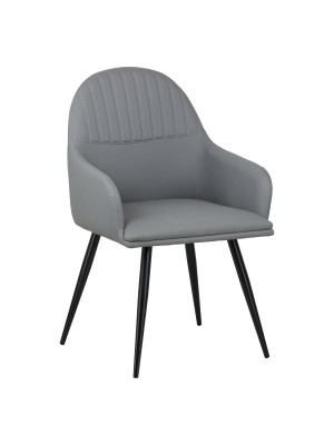 Poltroncina in Similpelle colore Grigio con gambe in metallo modello Peonia Totò Piccinni