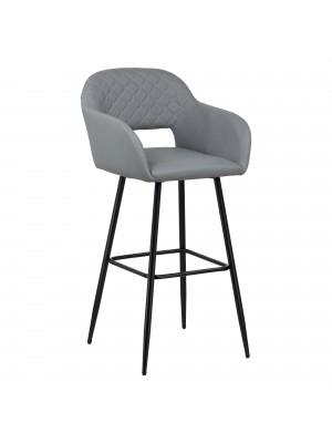 sgabello in similpelle imbottita grigio con gambe in metallo