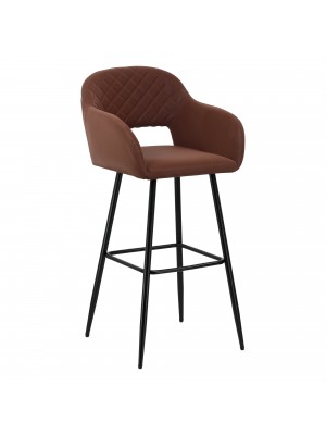 sgabello in similpelle imbottita con gambe in metallo