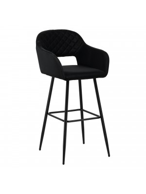 sgabello in similpelle imbottita nero con gambe in metallo