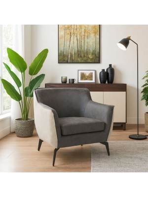 Vista ambientata Poltroncina in Similpelle imbottita colore "Bianco/Grigio" modello Elsa Totò Piccinni