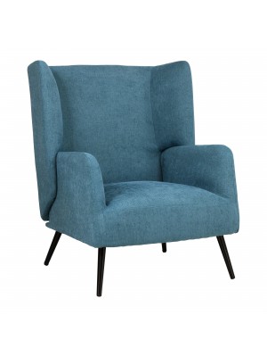 Poltroncina in Tessuto colore Blu con gambe in Metallo modello Ariel Totò Piccinni