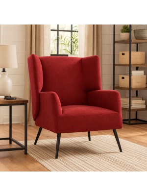 Vista ambientata Poltroncina in Tessuto colore Bordeaux con gambe in Metallo modello Ariel Totò Piccinni