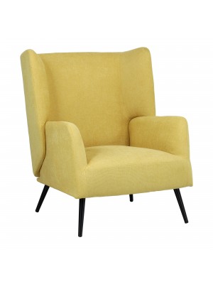 Poltroncina in Tessuto colore Giallo con gambe in Metallo modello Ariel Totò Piccinni
