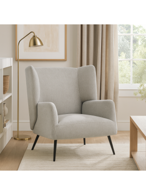 Vista ambientata Poltroncina in Tessuto colore Grigio con gambe in Metallo modello Ariel Totò Piccinni