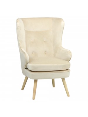 Poltroncina in Velluto colore Beige classico con schienale alto modello Susan Totò Piccinni