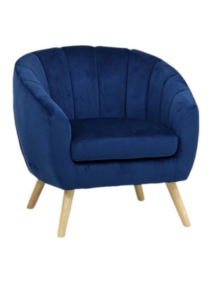Poltroncina da salotto in Velluto imbottita colore Blu modello Pilar Totò Piccinni