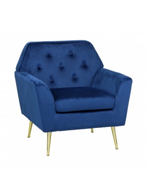 Poltroncina da Salotto in Velluto imbottita colore Blu modello Sofi Totò Piccinni