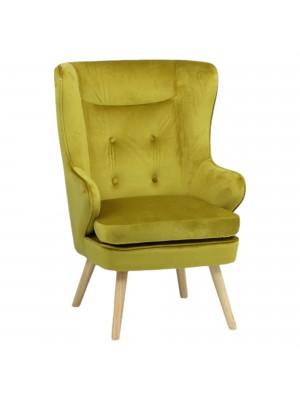 Poltroncina in Velluto colore Giallo Senape classico con schienale alto modello Susan Totò Piccinni