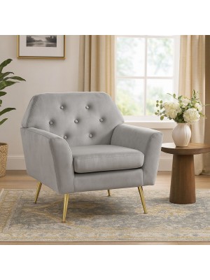 Vista ambientata Poltroncina in Velluto imbottita colore Grigio modello Sofi Totò Piccinni