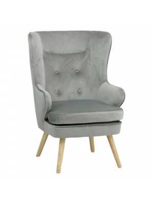 Poltroncina in Velluto colore Grigio classico con schienale alto modello Susan Totò Piccinni