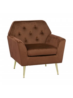 Poltroncina da ingresso in Velluto imbottita colore Marrone modello Sofi Totò Piccinni