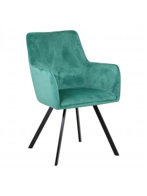 Poltroncina BORGHESE in Velluto con gambe in metallo stile moderno (Verde Bottiglia)