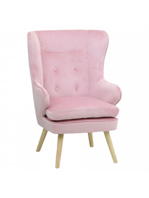 Poltroncina in Velluto colore Rosa classico con schienale alto modello Susan Totò Piccinni