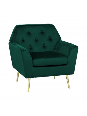 Poltroncina da salotto in Velluto imbottita colore Verde modello Sofi Totò Piccinni