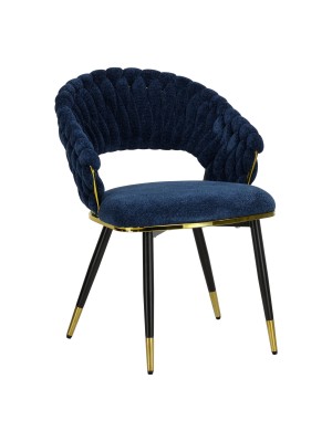 Poltroncina relax in ciniglia vellutata imbottita colore Blu con gambe in metallo modello Royal B Totò Piccinni