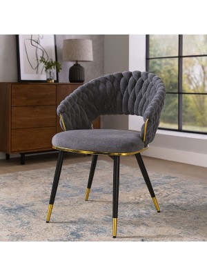 Vista ambientata Poltroncina relax in ciniglia vellutata imbottita colore Grigio con gambe in metallo modello Royal B Totò Piccinni